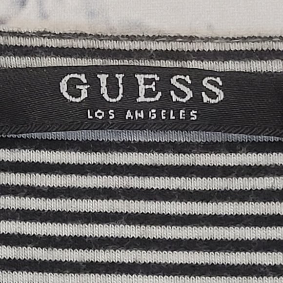 Guess Women's Long Sleeve Top Striped White/Black - Small - Picture 3 of 4